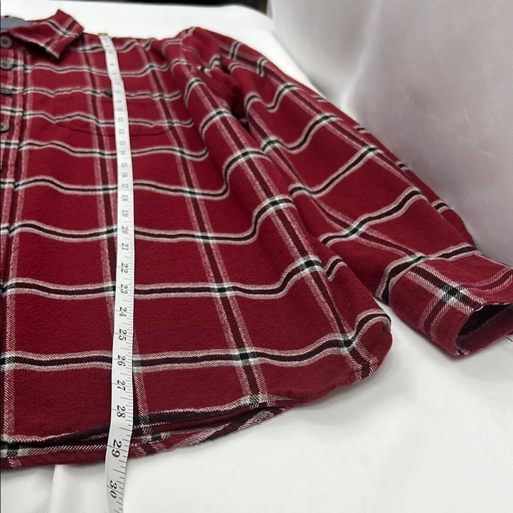 Wrangler Flannel Red, Black,  and White 100% Cotton‎ Plaid Casual Shirt Size XL